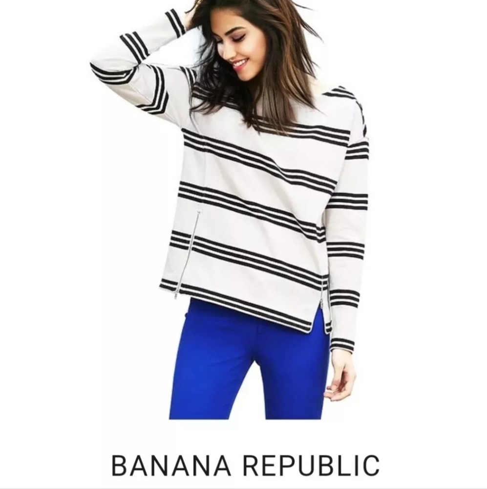 BANANA REPUBLIC Striped Long Sleeve Shirt Womens XS White